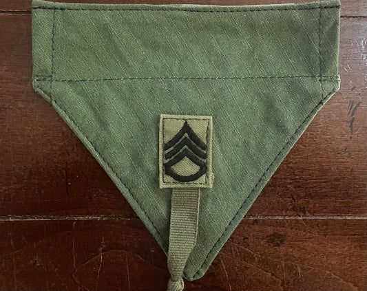 TINY DOG BANDANA OLIVE DRAB W/PATCH