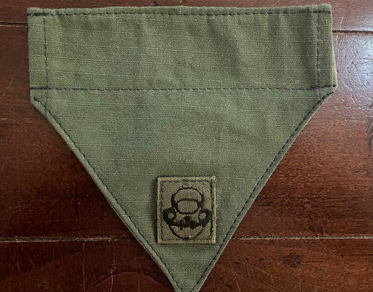 TINY DOG BANDANA OLIVE DRAB W/PATCH