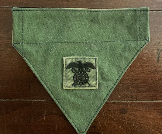 TINY DOG BANDANA OLIVE DRAB W/PATCH