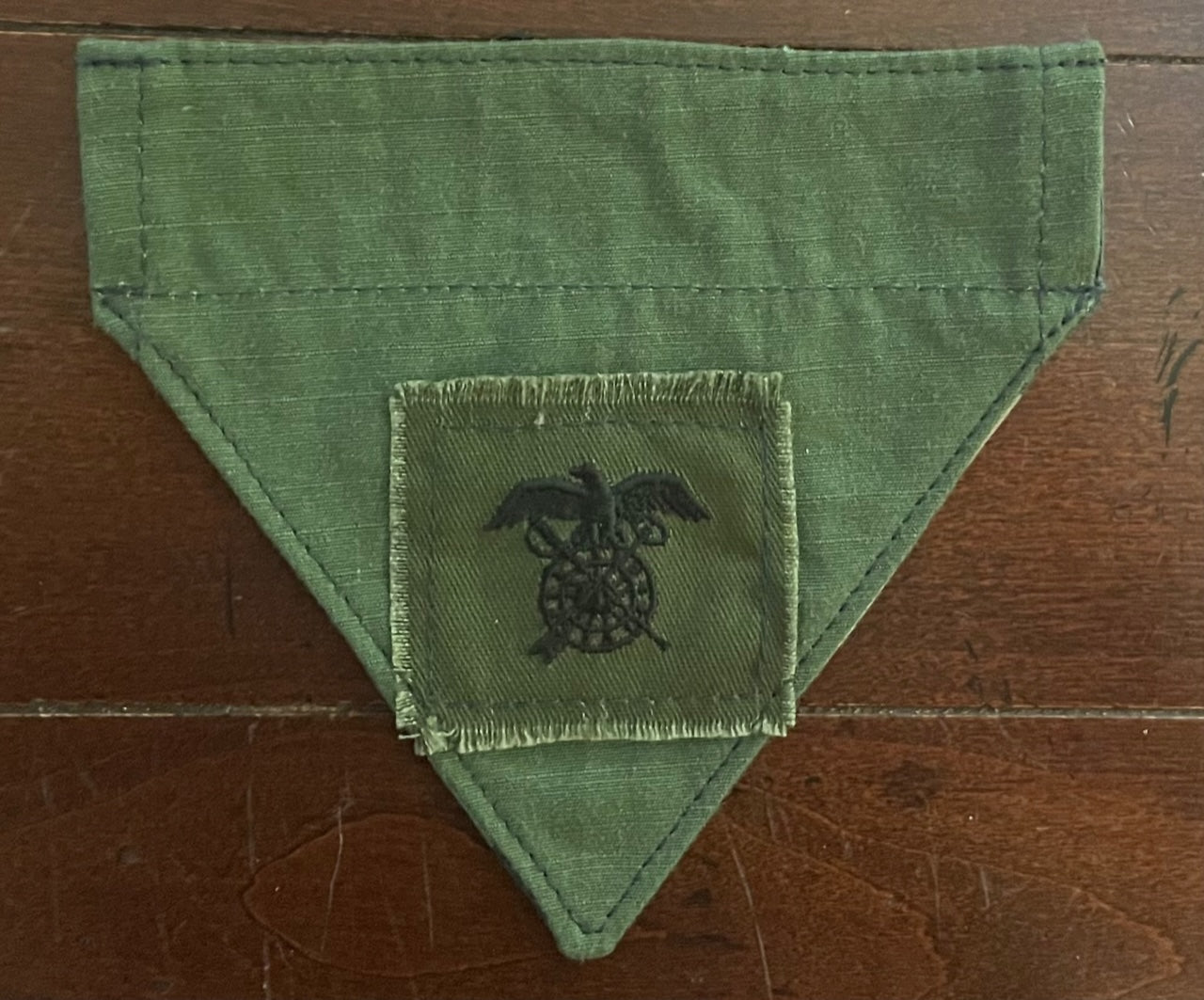 TINY DOG BANDANA OLIVE DRAB W/PATCH