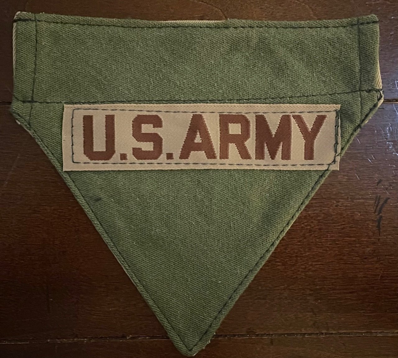 TINY DOG BANDANA OLIVE DRAB/W US ARMY TAPE