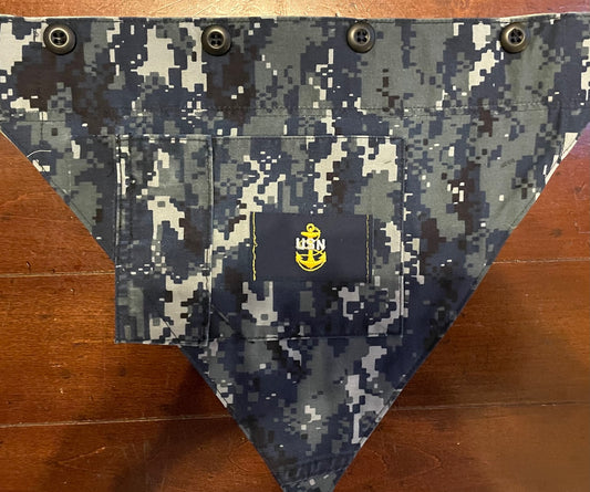 MED NAVY BL DIG W/ARMY DIG BACK DOG BANDANA